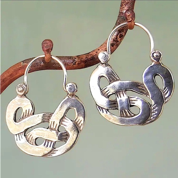 Silver Boho Geometric Irregular Dangle Earrings - Picture 1 of 6